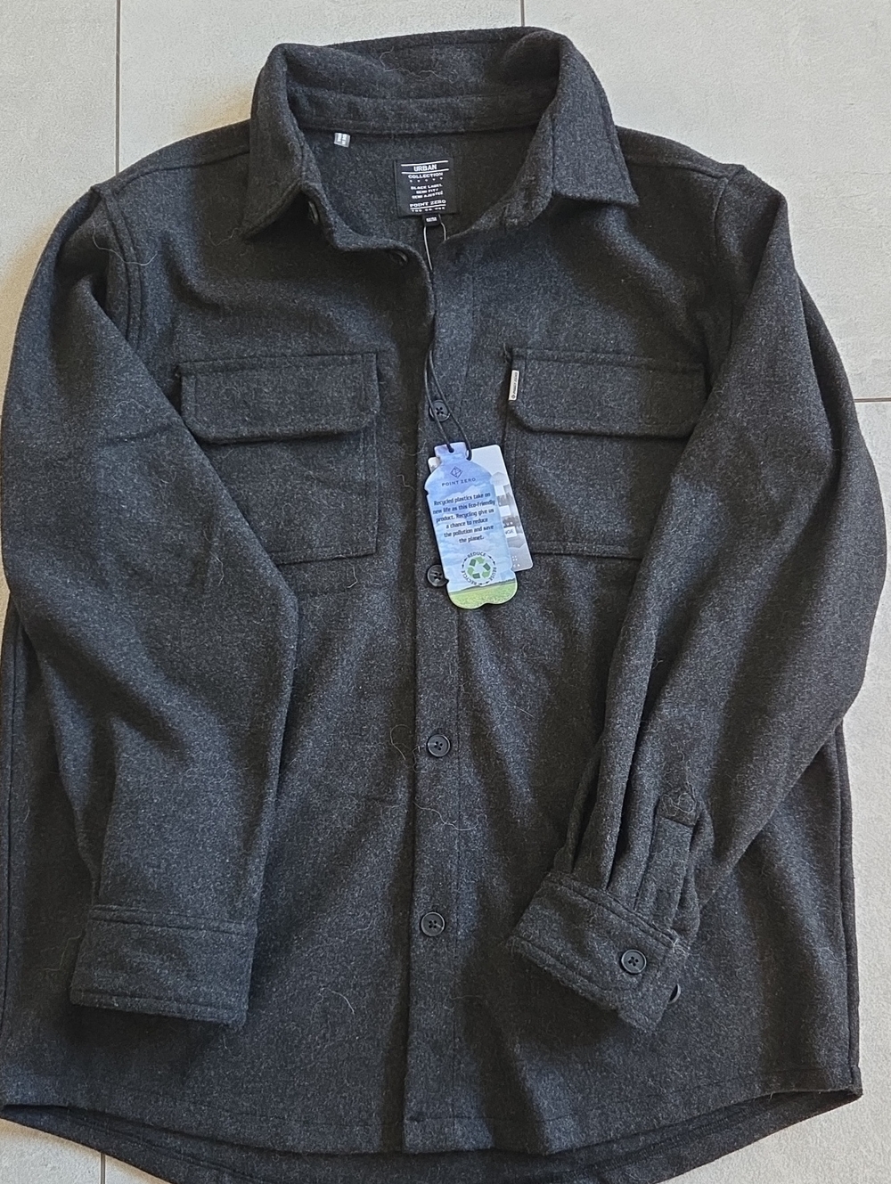 Point Zero Dark Gray Button-Front Shirt Jacket
